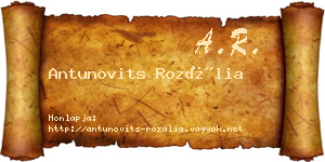 Antunovits Rozália névjegykártya
